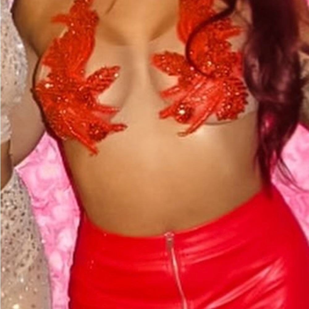 Red Embellished Top